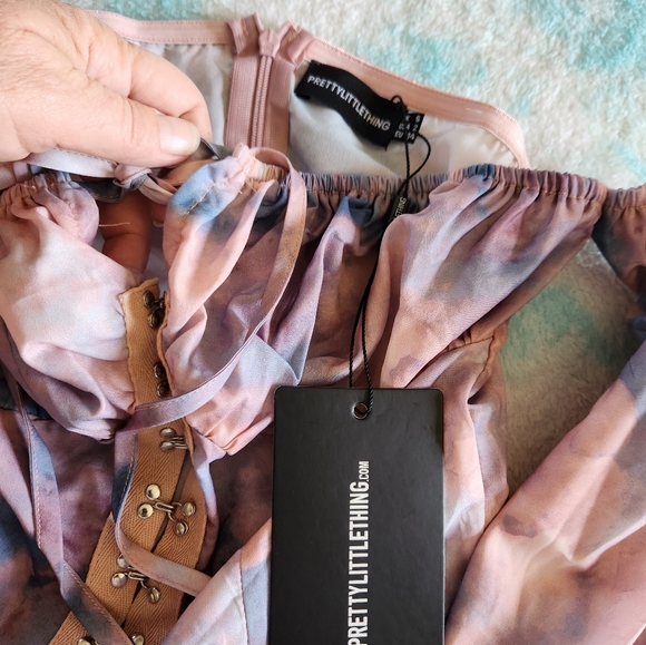 NWT Corset-top Balletcore PrettyLittleThing  Off shoulder Bodysuit Sz 2 - Picture 12 of 13